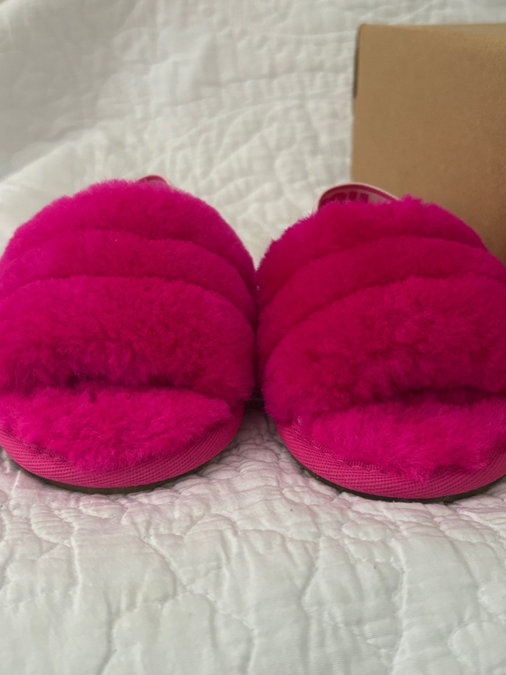 UGG toddler' Hot Pink Fuzzy Slip-On Slides - Cozy Comfort